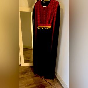 Traditional black and red dress with back pleat, multiple sizes and colors